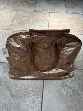 Mud Pie Metallic Bronze Glitter Travel Tote